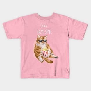 lazy life cat Kids T-Shirt